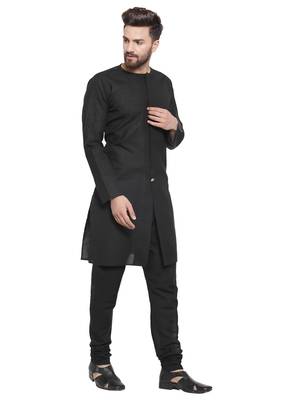 Black Linen Plain Kurta Pajama 3