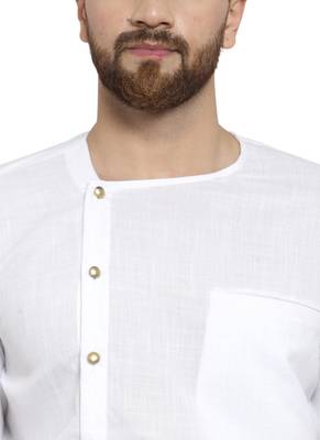 White Plain Linen Kurta Pajama 2