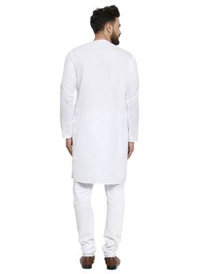 White Plain Linen Kurta Pajama 3