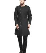 Black Linen Plain Kurta Pajama