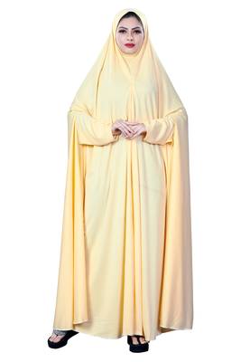Justkartit Women'S Hosiery Plain Cream Color Casual Wear Arabic Style Chaderi Burkha 1