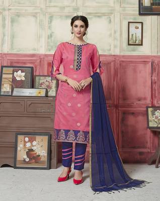 Pink Weaved Blended Cotton Salwar 1