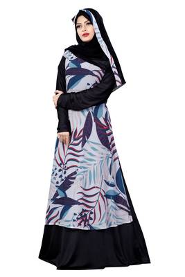 Justkartit Printed Georgette + Lycra Abaya Burqa With Hijab For Women 2