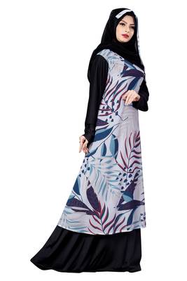 Justkartit Printed Georgette + Lycra Abaya Burqa With Hijab For Women 3