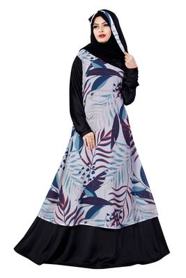 Justkartit Printed Georgette + Lycra Abaya Burqa With Hijab For Women 4