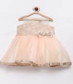 Peach plain polyester kids-frocks