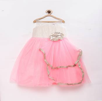 Pink plain polyester kids-frocks 1