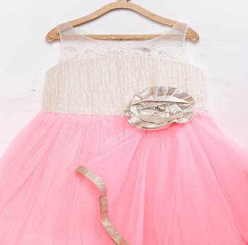 Pink plain polyester kids-frocks 2