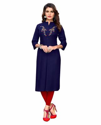 Blue hand woven rayon party-wear-kurtis 1