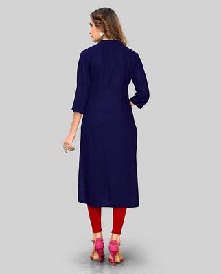 Blue hand woven rayon party-wear-kurtis 2