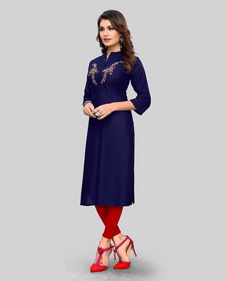 Blue hand woven rayon party-wear-kurtis 3