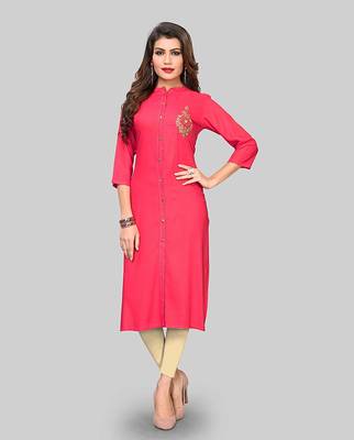 Pink hand woven rayon party-wear-kurtis 1