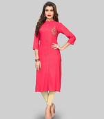 Pink hand woven rayon party-wear-kurtis