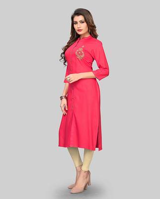 Pink hand woven rayon party-wear-kurtis 3