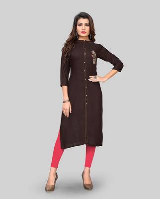 Brown hand woven rayon party-wear-kurtis 1