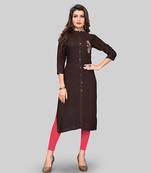 Brown hand woven rayon party-wear-kurtis
