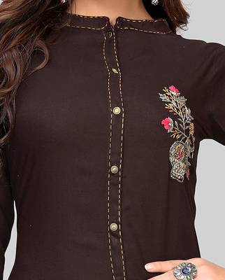 Brown hand woven rayon party-wear-kurtis 4