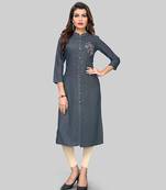 Grey hand woven rayon party-wear-kurtis
