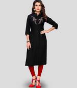 Black hand woven rayon party-wear-kurtis