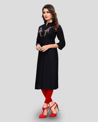 Black hand woven rayon party-wear-kurtis 3