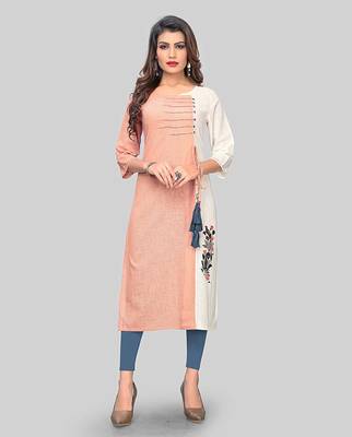 Peach embroidered cotton party-wear-kurtis 1