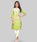 Light-green embroidered cotton party-wear-kurtis