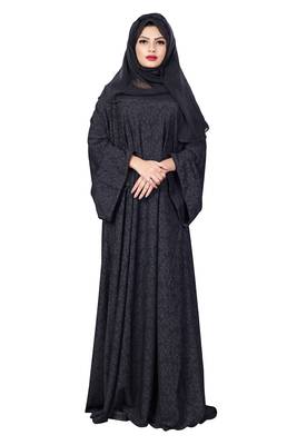Justkartit Korean Nida 2-Way Wearable Embossed Plain Burqa With Chiffon Dupatta 5