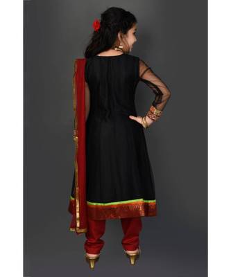 Black Embroidered Net Stitched Kids Salwar Suits 5