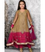 Gold Embroidered Net Stitched Kids Salwar Suits