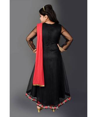 Black Embroidered Net Stitched Kids Salwar Suits 5