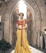 Mustard plain georgette saree with blouse