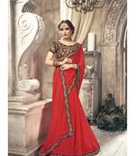 Redl plain georgette saree with blouse