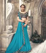 Sky blue plain georgette saree with blouse