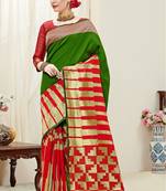 Green printed kanchipuram silk saree with blouse