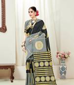 Multicolor printed kanchipuram silk saree with blouse