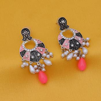 Pink stone earrings 1