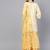 Yellow & Off White Cotton Solid Unstitched Dress Material With Embroidered Dupatta