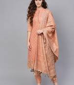 Peach Banarasi Cotton Woven Unstitched Dress Material