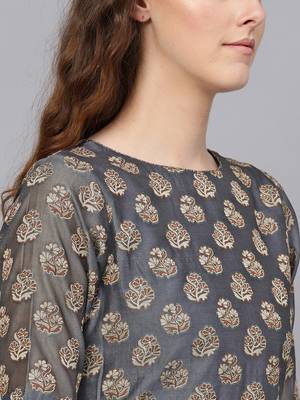Grey Banarasi Cotton Woven Design Unstitched Dress Material 5