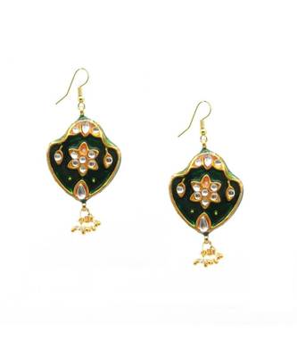 Gold Plated Kundan Maang Tikka With Earrings For Women & Girls 2