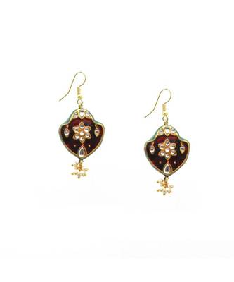 Gold Plated Kundan Maang Tikka With Earrings For Women & Girls 2