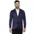 Blue Plain Satin Blazer For Men