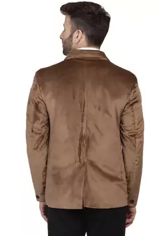 Brown Plain Velvet Blazer For Men