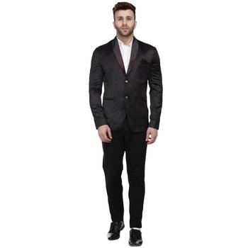 Black Plain Satin Blazer For Men 5