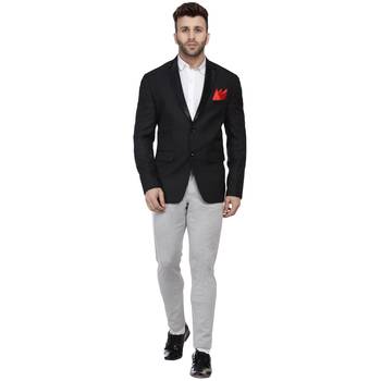 Black Plain Cotton Poly Blazer For Men 6