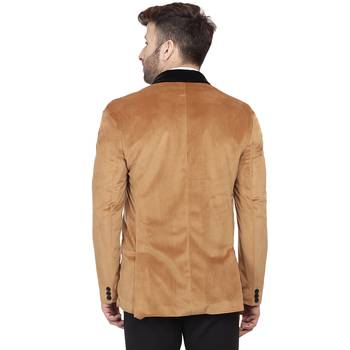 Brown Plain Velvet Blazer For Men 5