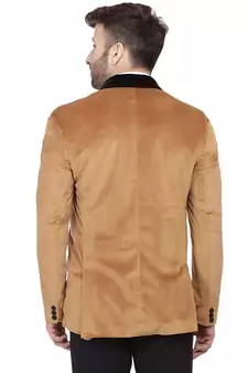 Brown Plain Velvet Blazer For Men