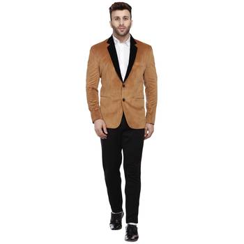 Brown Plain Velvet Blazer For Men 6