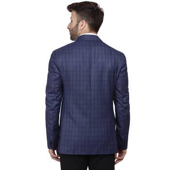 blue checks cotton poly blazer for men 4