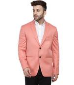 Pink Plain Cotton Poly Blazer For Men